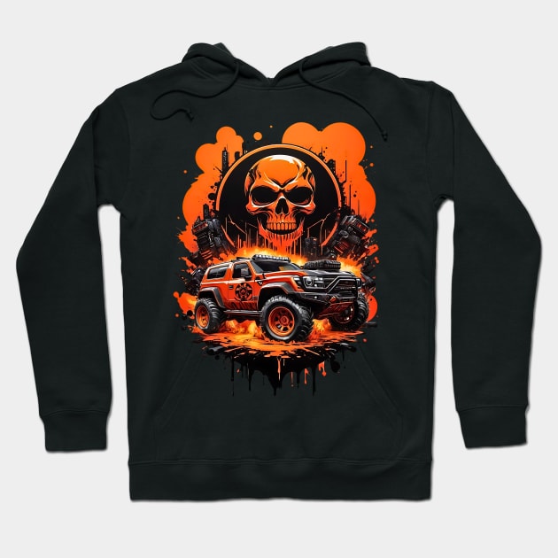 Cybertruck cyberpunk skulls apocalyptic futuristic scifi retro poster Hoodie by Neon City Bazaar